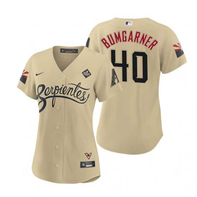 Womens Arizona Diamondbacks #40 Madison Bumgarner Gold 2023 World Series City Connect Stitched Jersey(Run Small) Dzhi->->MLB Jersey